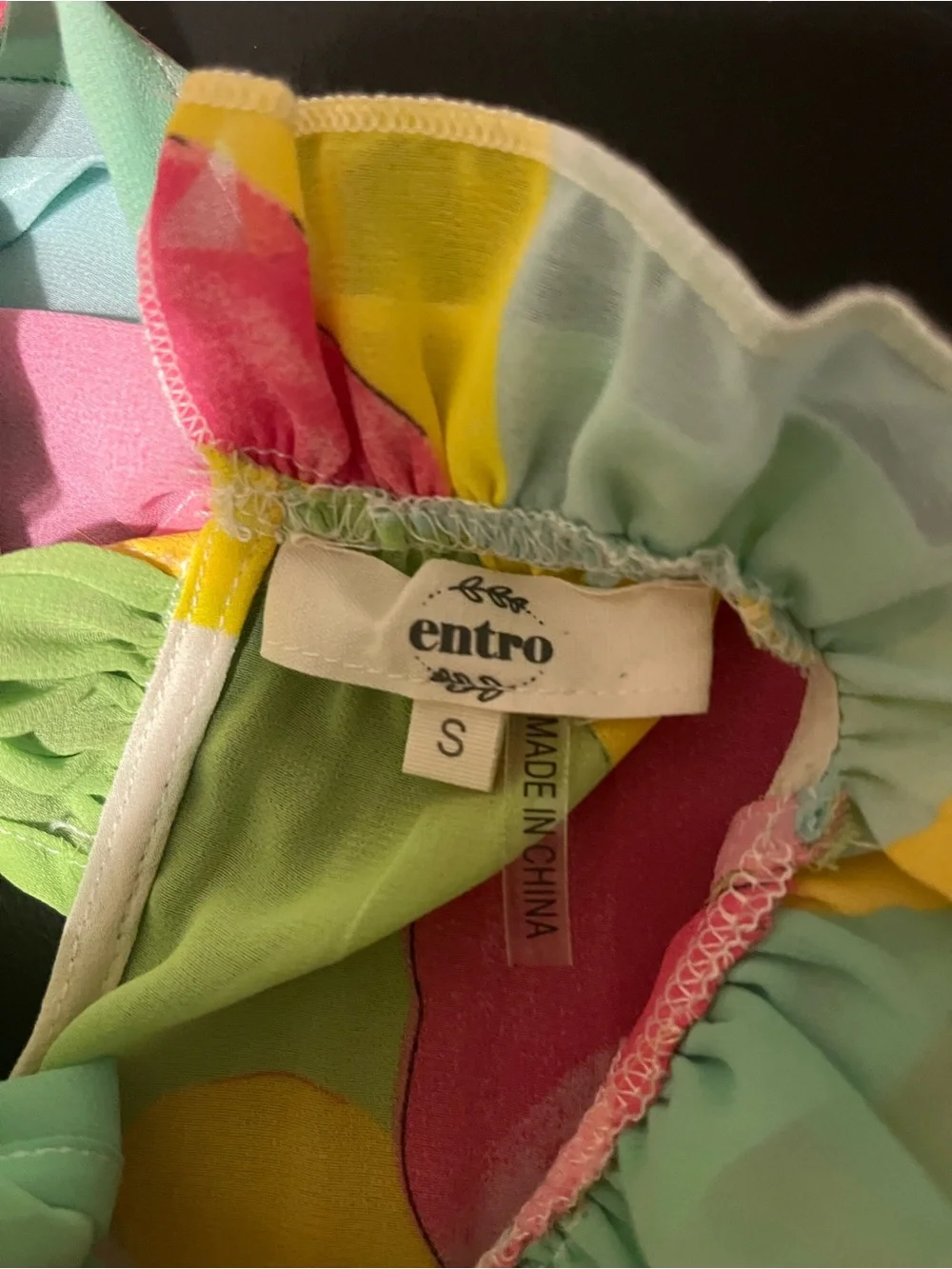 entro Sleeveless Tiered Watercolor Maxi Dress - Lime Green, Yellow & Pink Size S - Picture 4 of 6